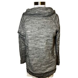 LL Bean Women Gray Space Dye Cowl Neck Hoodie Pullover Sweatshirt L REG 506908